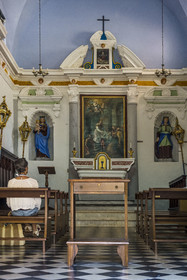 Italy, Liguria, Cinque Terre National Park listed as World Heritage by UNESCO, village of Corniglia, the oratory of the Disciplinati di Santa Caterina in the main square Largo Taragio