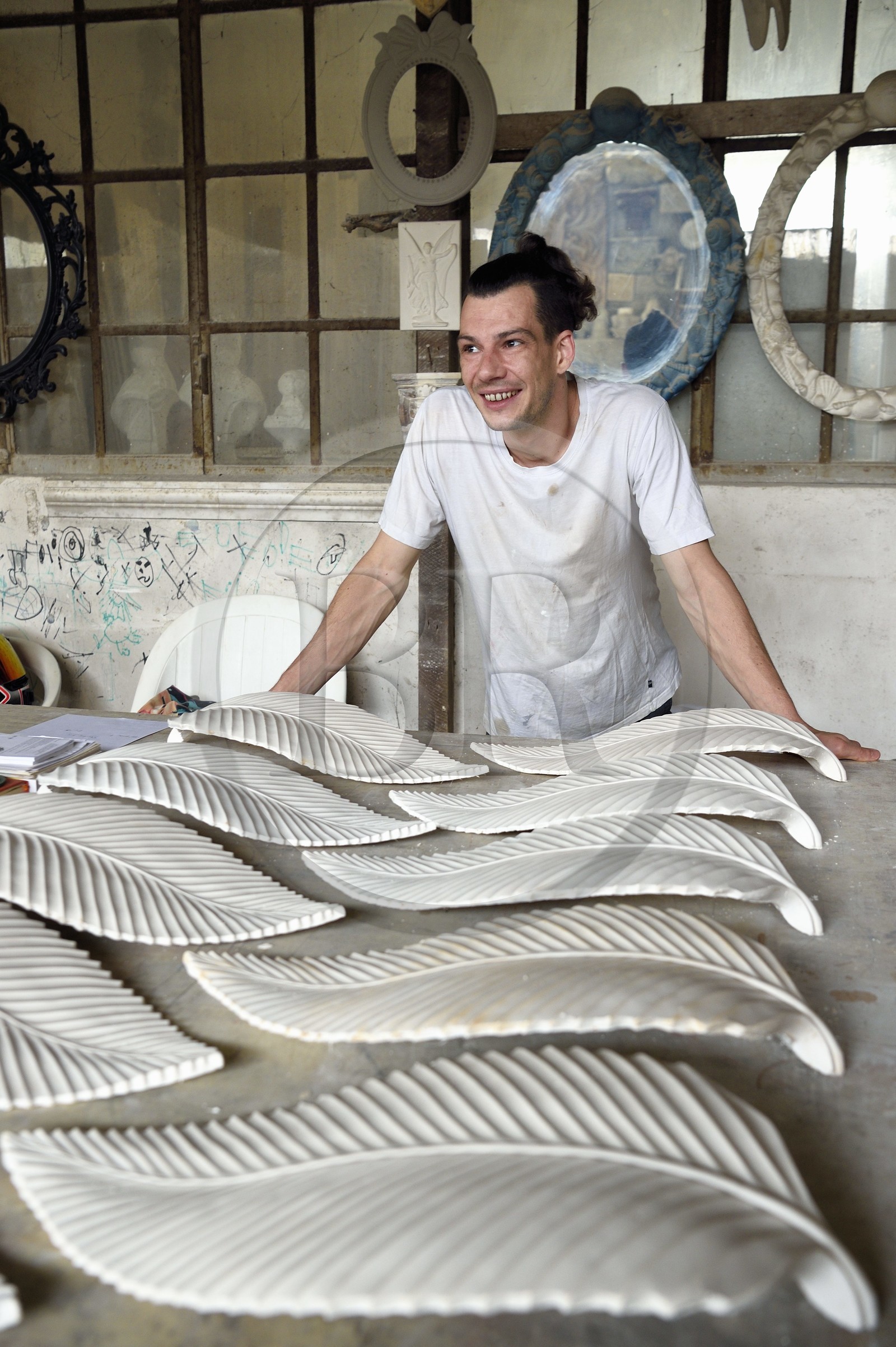 France, Var (83), Toulon, entreprise de platrerie (staffeur ornemaniste) Turco staff, Julien Turco