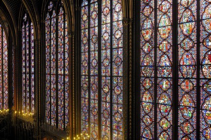 France, Paris (75), ile de la Cité, la Sainte Chapelle, les vitraux de la Chapelle Haute
