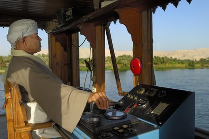 Egypt, Upper Egypt, cruise on Nile River between Luxor and Aswan, the captain (rais) of the Steam Ship Sudan