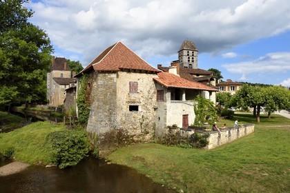 France, Dordogne, Périgord Vert, Saint Jean de Cole, labelled Les Plus Beaux Villages de France (The Most beautiful Villages of France), the village and Saint Jean Baptiste Bell tower