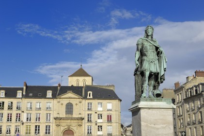 France, Calvados, Caen, place Saint Sauveur, statue of Louis XIV dressed up as a Roman emperor