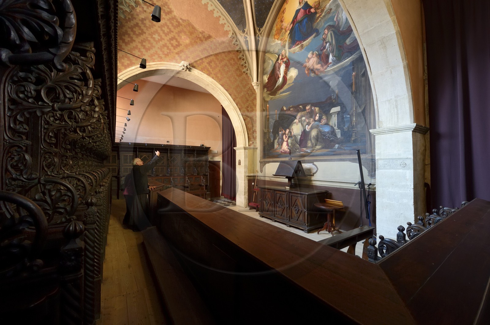 Croatie, Dalmatie, côte dalmate, Zadar, église et couvent Saint-François, salle de 1393 dans l'église pour le choeur pour les psaumes où se trouvait le Codex Croatie, Dalmatie, côte dalmate, Zadar, église et couvent Saint-François, salle de 1393 dans l'église pour le choeur pour les psaumes où se trouvait le Codex