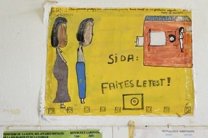 Gabon, Province du Moyen-Ogooué, Lambaréné, Hopital Albert Schweitzer, dessin contre le sida