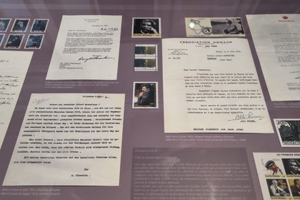 Gabon, Moyen-Ogooue Province, Lambaréné, the former Albert Schweitzer Hospital now a museum, Einstein and Father Pierre letters sent to Dr. Schweitzer
