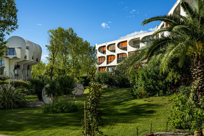 France, Herault, La Grande-Motte, labeled 20th century heritage, Residence Eden (back of the building) by architect Jean Balladur