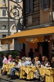 Italy, Lazio, Rome, historical center listed as World Heritage by UNESCO, restaurant terrace Piazza del Popolo