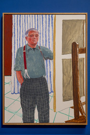 France, Paris, Bois de Boulogne, the Louis Vuitton Foundation by architect Frank Gehry, David Hockney exhibition 25, Self Portrait Standing with Red Braces (2005)