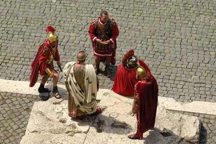 Italy, Lazio, Rome, historical center listed as World Heritage by UNESCO, the Roman Forum, extras dressed as Roman soldiers to pose with tourists