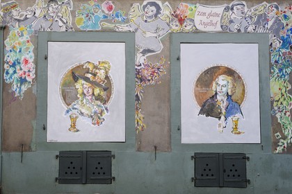 Suisse, Bâle, le vieux Bâle, façade de maison rue Heuberg