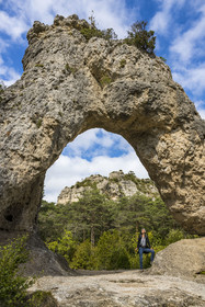France, Aveyron, Causses and the Cevennes, cultural landscape of Mediterranean agro-pastoralism, listed as World heritage by UNESCO, Causse Noir, La Roque Sainte Marguerite, chaos of Montpellier-le-Vieux, the Cité de Pierres (City of Stones), rock named Gate of Mycenae
