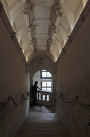 France, Indre et Loire, Chateau de Chenonceau of Renaissance style built between 1513 and 1522, straight staircase