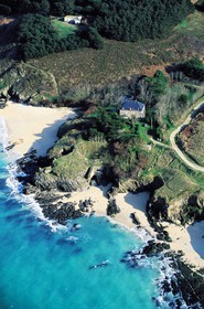France, Morbihan, Belle Ile, Samzun beach (aerial view)