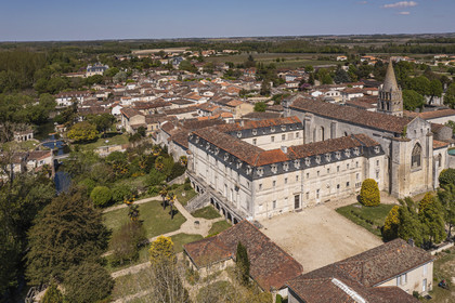France, Charente (16), Bassac, l'abbaye Saint-Étienne de Bassac est une ancienne abbatiale du diocèse de Saintes (vue aérienne)