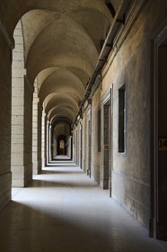 France, Rhone, Lyon, historical site listed as World Heritage by UNESCO, the hospital of Hotel Dieu, side gallery