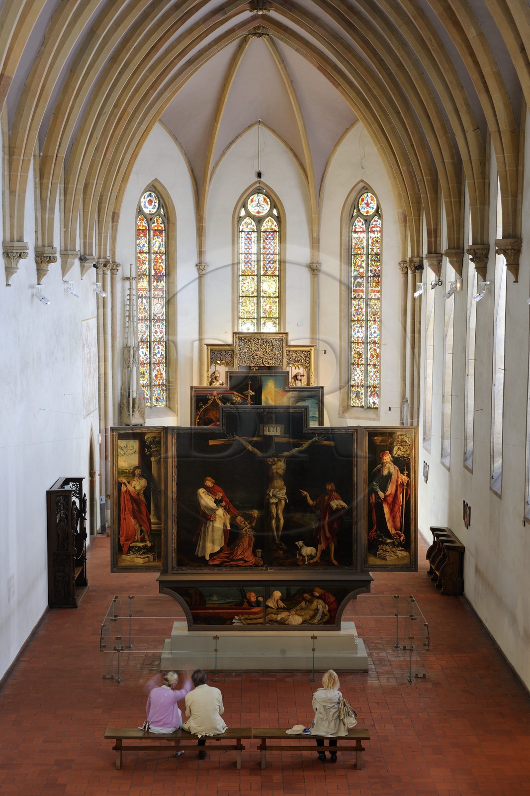 France, Haut Rhin, Colmar, Unterlinden Museum, Issenheim altarpiece credited to Grünewald, scene of the Crucifixion and Entombment of Christ