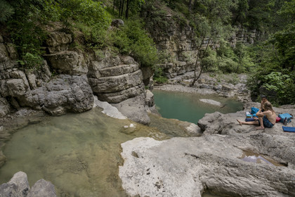 France, Drôme (26), parc naturel régional des Baronnies provençales, les gorges d'Aulan qui longent le Toulourenc
