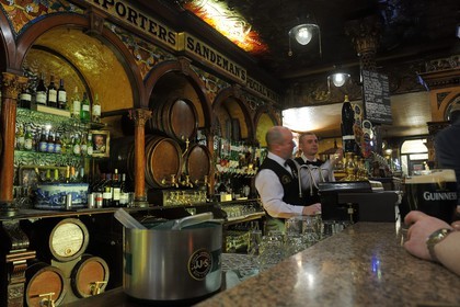 United Kingdom, Northern Ireland, Belfast, The Crown Liquor Saloon was founded in 1826 and is the unique pub to be part of the National Trust