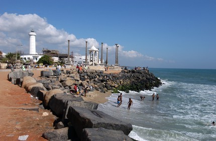 Inde, Territoire de Pondichéry, bord de mer à Pondichéry  