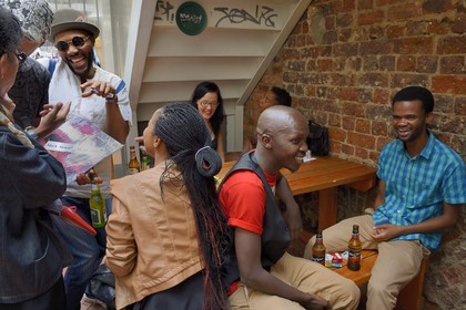 South Africa, Gauteng Province, Johannesburg, Braamfontein district, Kitchener's Carvery Bar and trendy shop at the Corner of Juta and De Beer Street,  Jeez Babe corner in the backyard