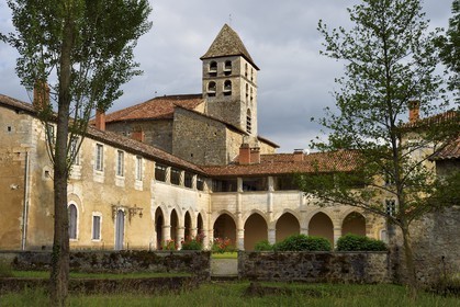 France, Dordogne, Périgord Vert, Saint Jean de Cole, labelled Les Plus Beaux Villages de France (The Most beautiful Villages of France), the former priory and Saint Jean Baptiste Bell tower