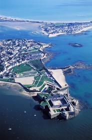 France, Morbihan, Port Louis citadel modified by Vauban, at the entry of Lorient harbour (aerial view)