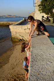 Portugal, région de Lisbonne, commune d'Almada au lieu dit Ponto Final sur la rive sud du Tage, le pont du 25 de Abril