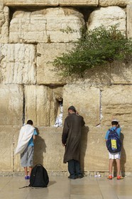 Israel, Jérusalem, ville sainte, vieille-ville classée Patrimoine Mondial de l'UNESCO, Mur des Lamentations ou mur occidental faisant partie des murs de soutènement de l'esplanade du Temple construite par Hérode Ier le Grand