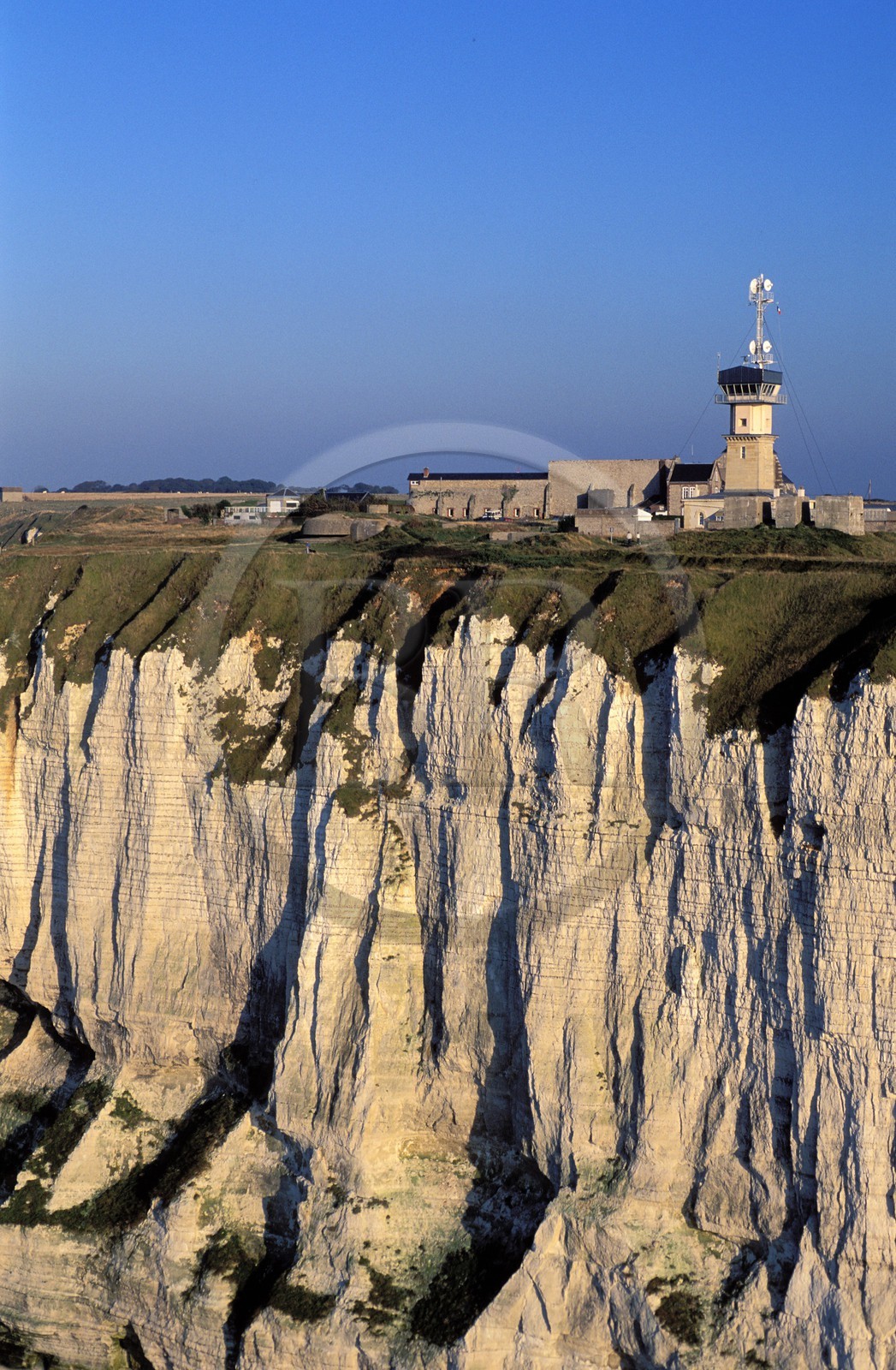 France, Seine Maritime, Côte d'Albâtre (the Alabaster coast), Etretat cliffs (aerial view)