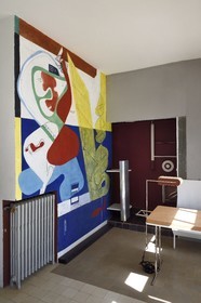 France, Alpes Maritimes, Roquebrune Cap Martin, Cap Martin, Sentier de la Buse, Villa Eileen Gray E1027 designed by architect and designer Eileen Gray for the architect Jean Badovici, mural painting of Le Corbusier (Authorization request necessary before publication)
