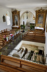 France, Haut Rhin, Sundgau, Oltingue, Saint-Martin-des-Champs church, tombs and sarcophagi from the 8th century