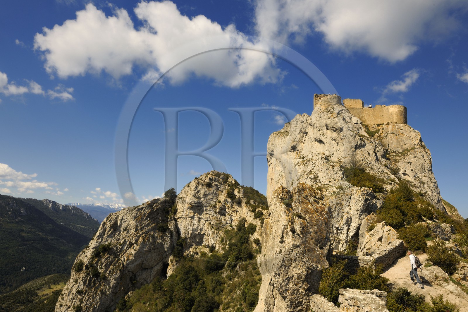 France, Aude (11), Pays Cathare, le château de Peyrepertuse du XIIe siecle, le château Saint-Georges dans la partie haute