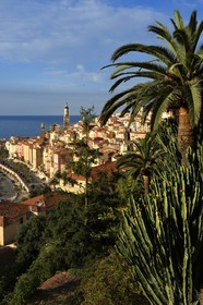 France, Alpes-Maritimes (06), Menton, la vieille ville dominée par la Basilique Saint Michel