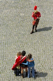 Italy, Lazio, Rome, historical center listed as World Heritage by UNESCO, the Roman Forum, extras dressed as Roman soldiers to pose with tourists