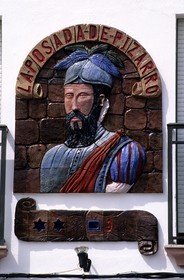 Spain, Estremadura, Jarandilla de la Vera, Portait of the conquistador Francisco Pizarro