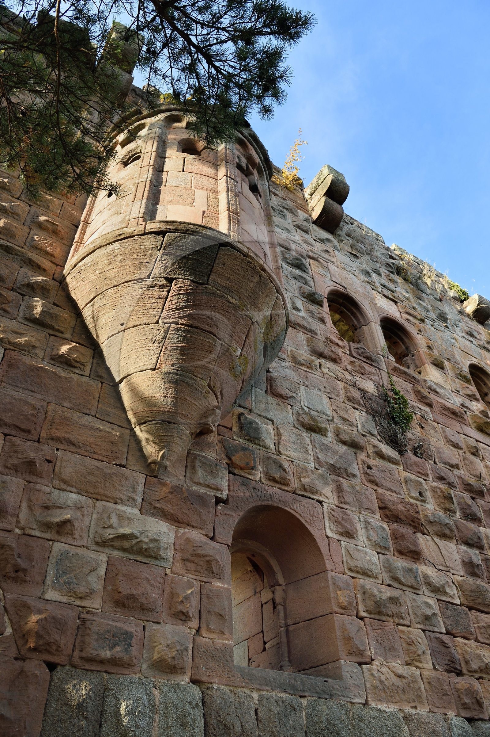 France, Bas Rhin, Heiligenstein, 13th century Landsberg castle, stately home and oriel which houses the choir of the castle chapel