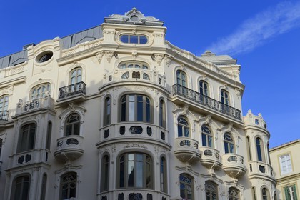 Spain, Andalusia, Malaga, bourgeois building of the Plaza de Felix Saenz
