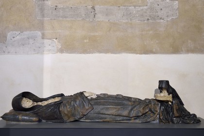 France, Meurthe-et-Moselle, Nancy, Palais Ducal (the Duke of Lorraine's Palace) houses the Historical Museum of Lorraine, Cordeliers Church, recumbent statue of the Duchess Philippe de Gueldre by the sculptor Ligier Richier (XVIth century)