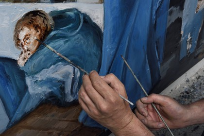 France, Val-de-Marne, Yvry-sur-Seine, Workshop of Fred Kleinberg, work for the exhibition Odyssée (Odyssey)