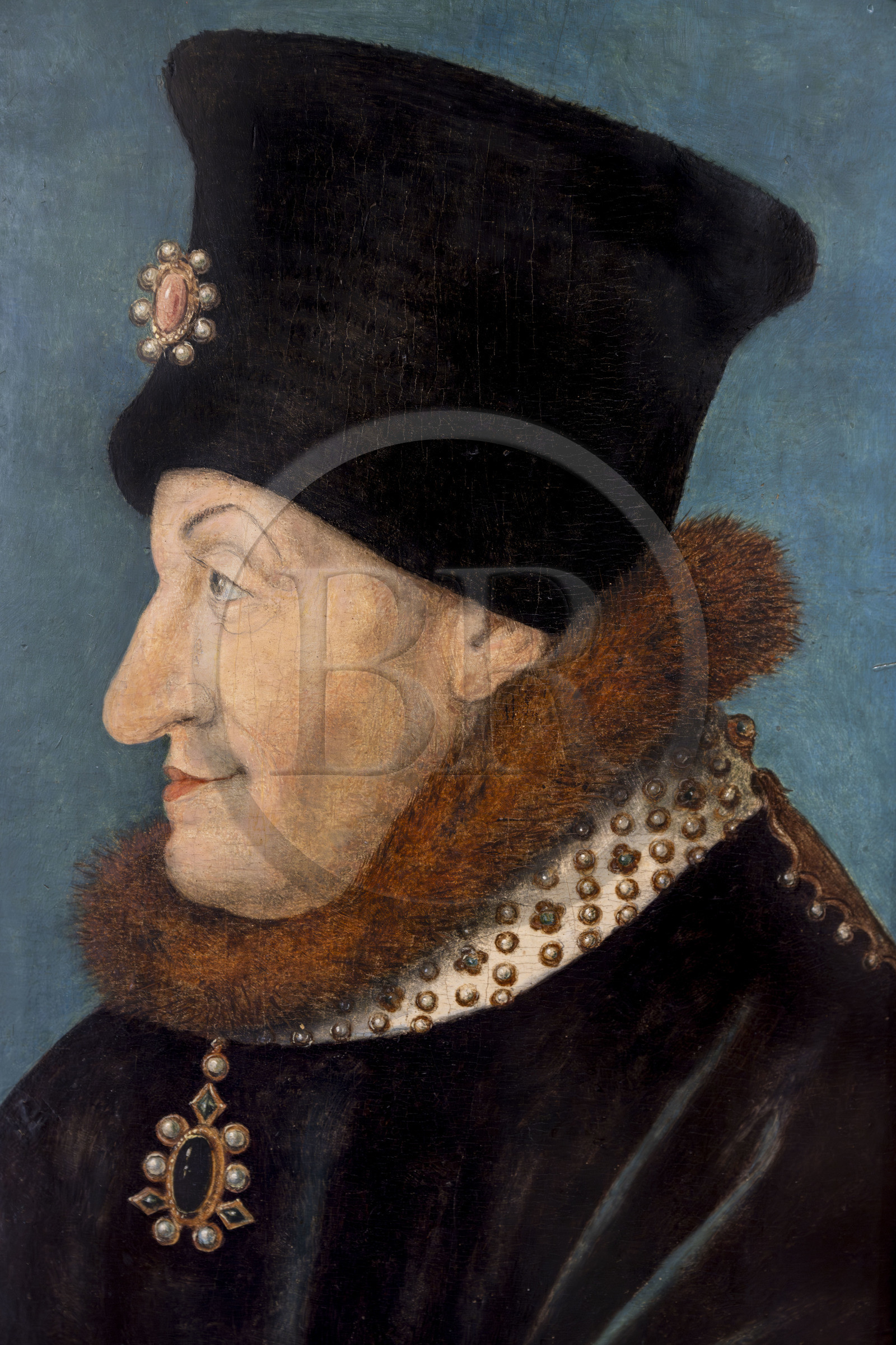 France, Côte-d'Or (21), Dijon, zone classée Patrimoine Mondial de l'UNESCO, Musée des Beaux-Arts dans l'ancien palais des ducs de Bourgogne, portraits des Ducs de Bourgogne (détail), Philippe le Hardi (duc de 1363 à 1404)