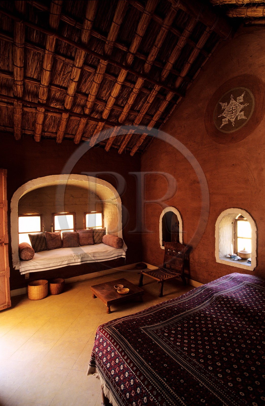 Inde, état du Rajasthan, ville de Nawalgarh, Apani Dhani guest-house, habitat et mode de vie traditionnels recréés