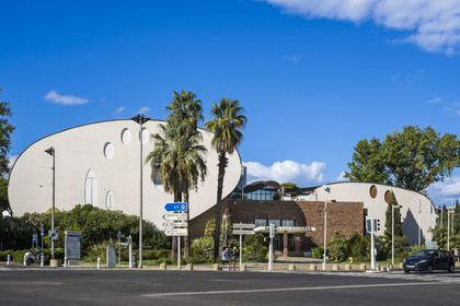 France, Herault, La Grande-Motte, labeled 20th century heritage, the Palais des Congres by architect Jean Balladur