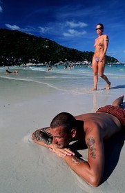 Thailand, Samui islands archipelago, Full Moon Party on Koh Pha-Ngan island, Had Rin beach the day before the party