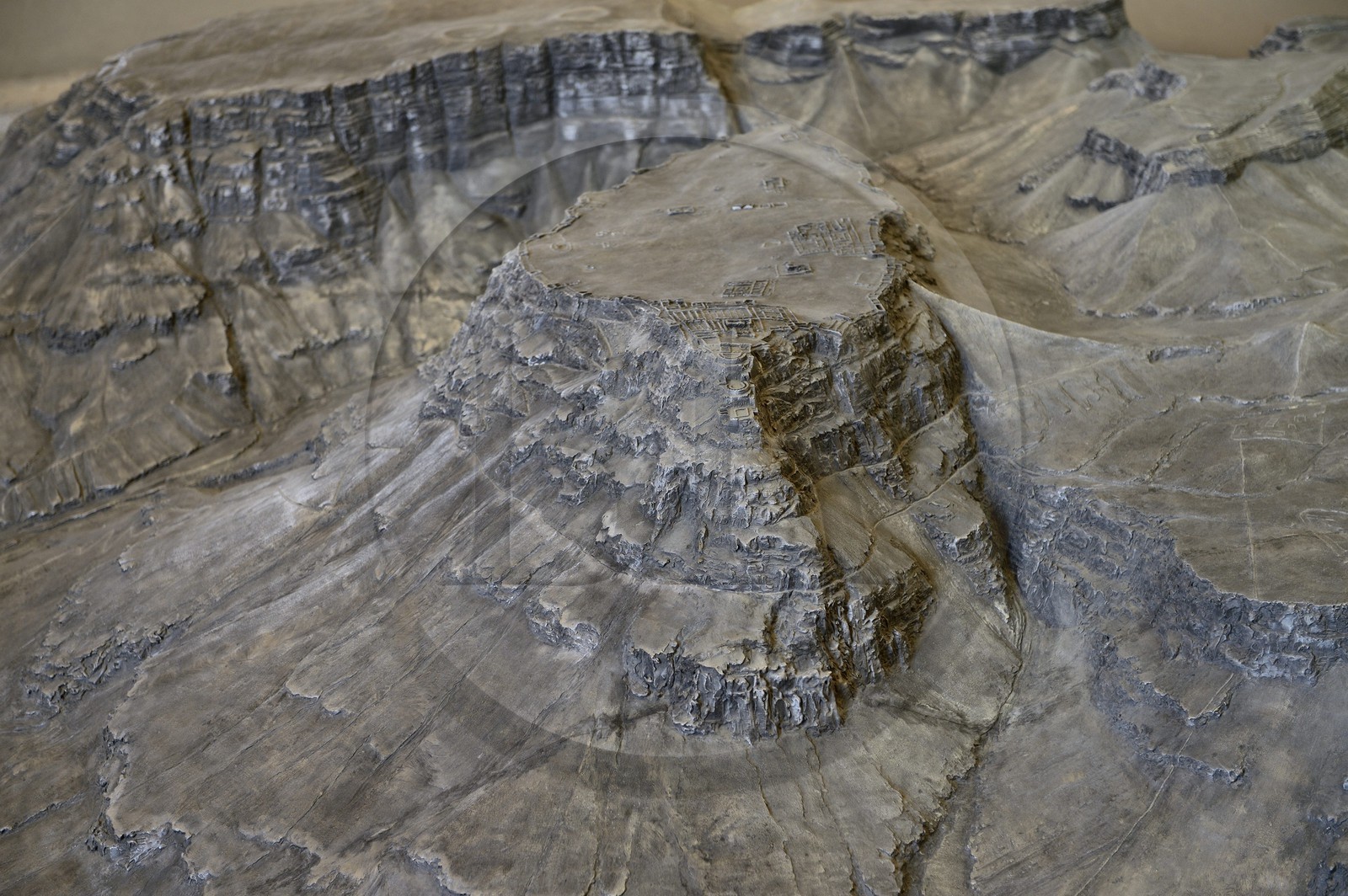 Israel, désert du Neguev, maquette de la forteresse de Massada, classée Patrimoine Mondial de l'UNESCO