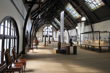 France, Seine Maritime, Pays de Caux, Cote d'Albatre, Fecamp, Benedictine Palace in Neo Gothic and Neo-Renaissance styles, built by the producer of the Benedictine herbal liquor, Alexander Le Grand Hall former working space