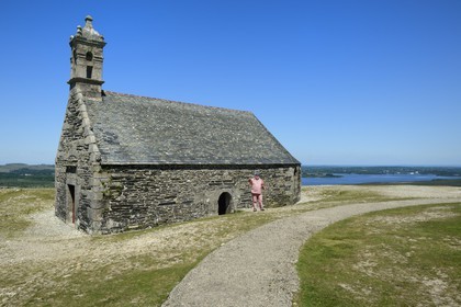 France, Finistere, Parc Naturel Regional d'Armorique (Armorica Regional Natural Park), Monts d'Arree, Brasparts, the Saint Michel chapel at the top of Menez Mikael