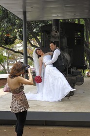 Brazil, Minas Gerais state, Belo Horizonte, Abilio Barreto historical museum, just married couple