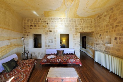 Turkey, Central Anatolia, Nevsehir Province, Cappadocia listed as World Heritage by UNESCO, Urgup, Yunak Evleri luxury hotel in old troglodytic houses