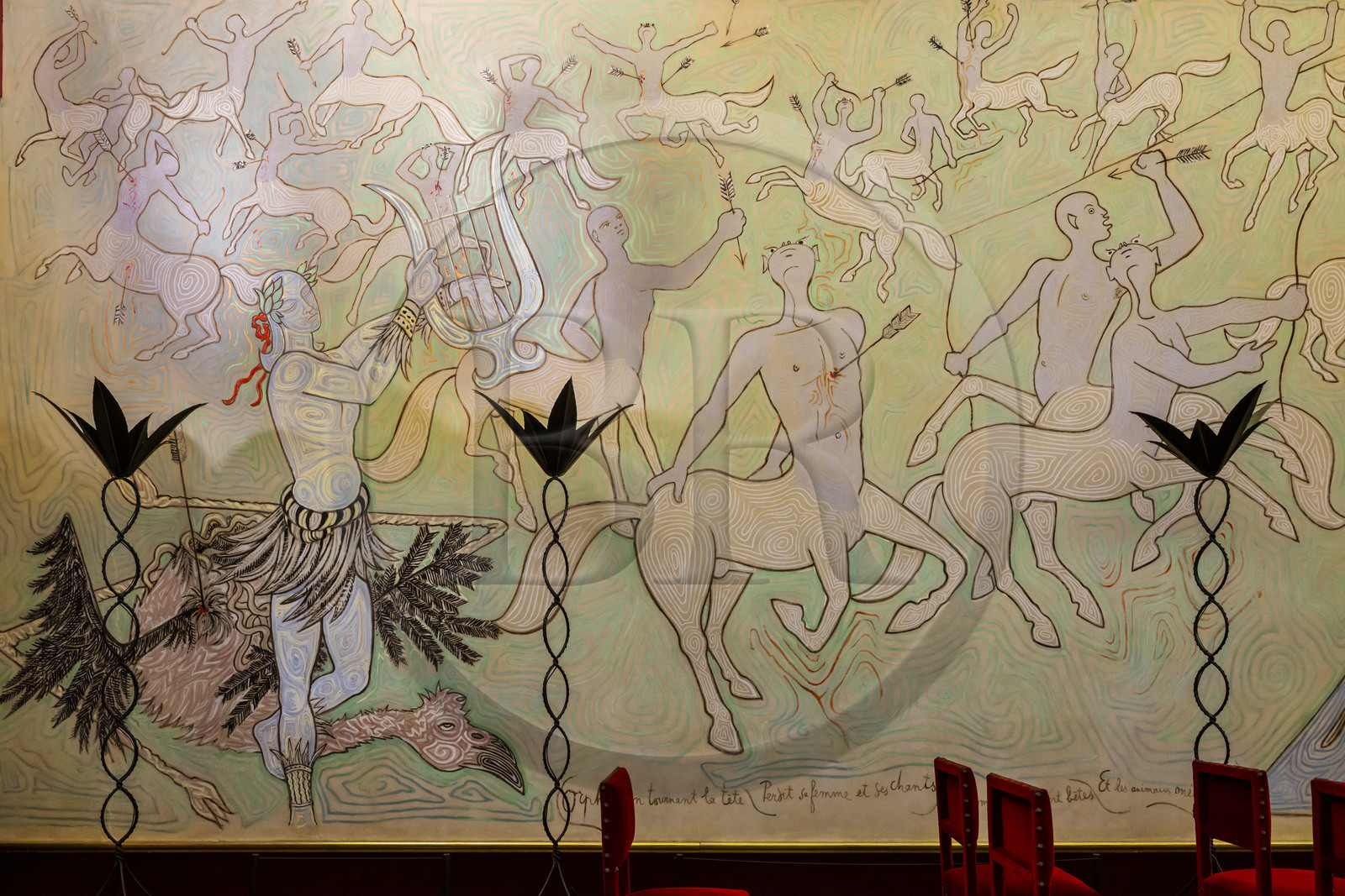 France, Alpes-Maritimes, Menton, the City Hall, the wedding room entirely decorated by Jean Cocteau in 1957 France, Alpes-Maritimes, Menton, the City Hall, the wedding room entirely decorated by Jean Cocteau in 1957