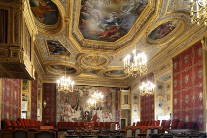 France, Ille-et-Vilaine, Rennes, the Parlement of Brittany (Parlement de Bretagne) now the Rennes Court of Appeal, the Grand'Chambre, coffered ceiling by Charles Errard (1656)